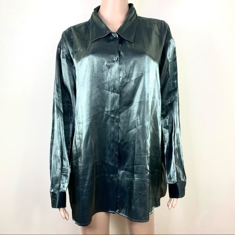 David & Wayne Women’s Top Blouse Green teal 2X